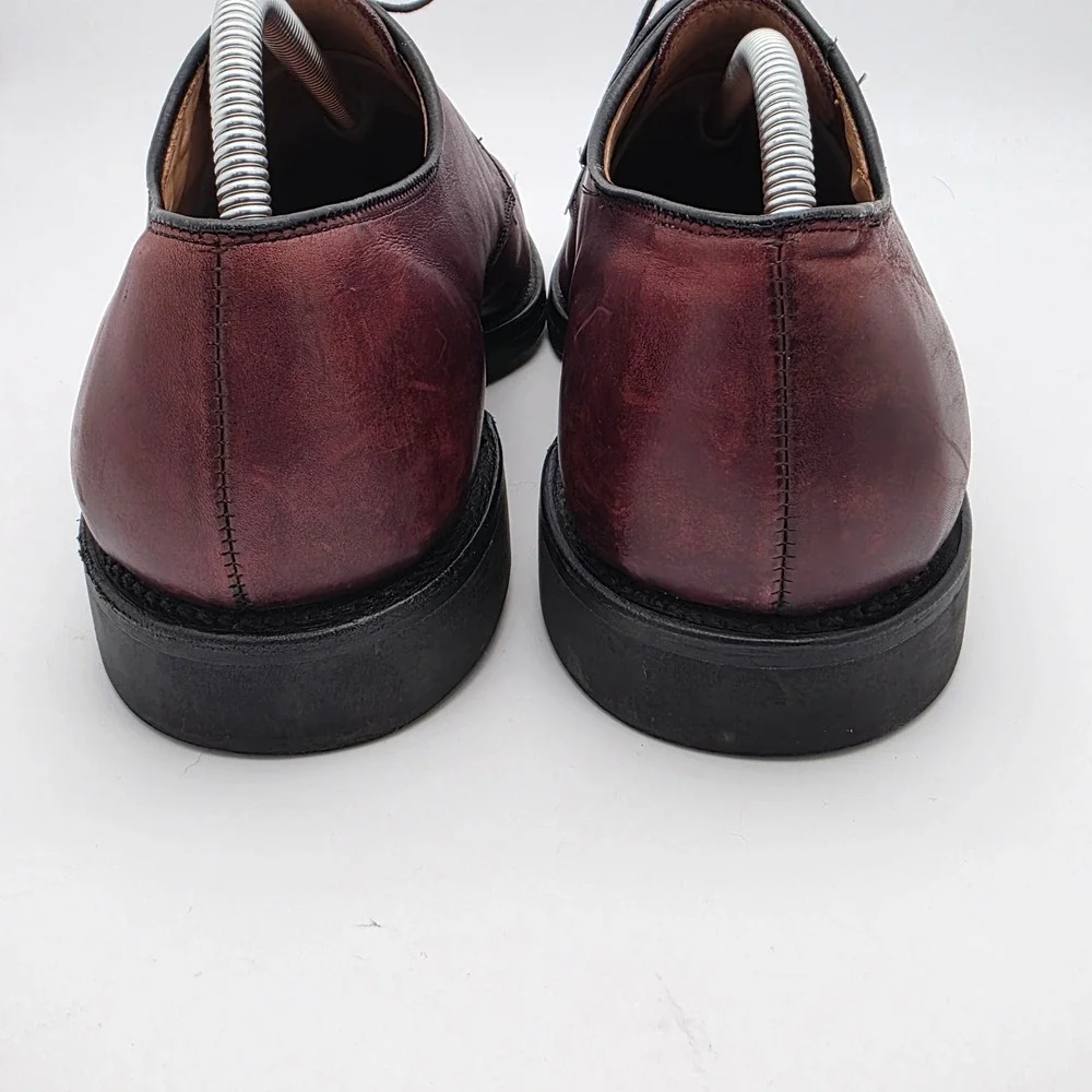 Allen Edmonds Derby Men 9.5 Burgundy Leather Split Toe Made in USA Dress Shoes